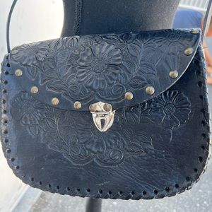 Tooled leather crossbody